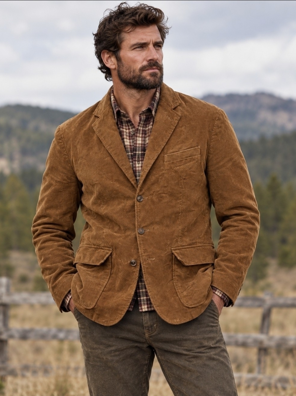 L.L. Bean Men's Corduroy Blazer in Rust BROWN